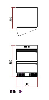 Шкаф холодильный барный 60 л TECNOSTEEL CB060N-ISER, нерж/нерж, встр.агрегат, 2 ящ, +2/+10 (внешний корпус RAL9017)